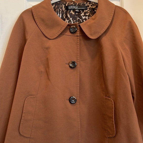 Kasper Sportswear Brown Jacket with Tortoise Buttons and Leopard Lining sz.10 - Picture 2 of 8